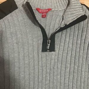 Guess Gray Zip Up Ribbed Sweater